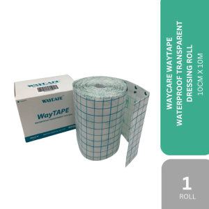 WAYCARE WATERPROOF TRANSPARENT ADHESIVE TAPE DRESSING ROLL 10CM X 10M