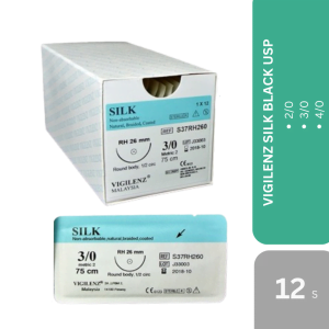 VESTISILK/ VIGILENZ SILK BLACK 3/8 CIRCLE REV CUT 12'S