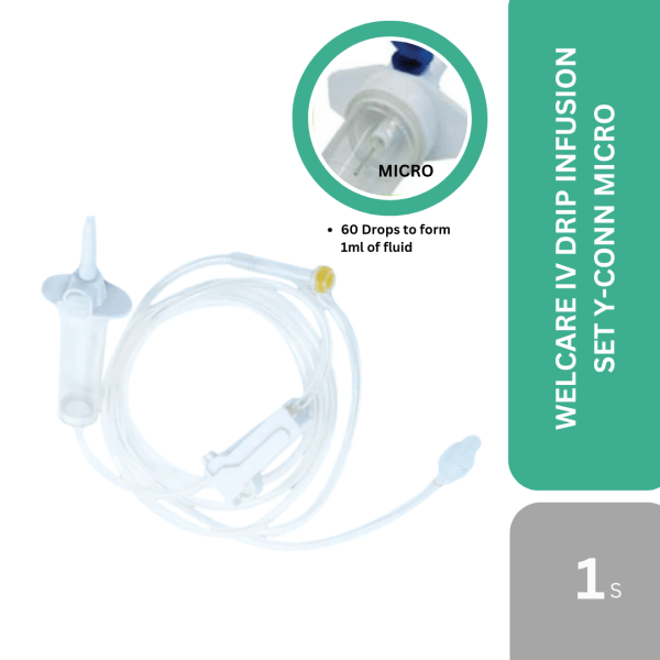 WELCARE IV DRIP INFUSION SET Y-CONN MICRO 1'S
