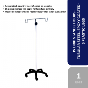 FURNITURE - IV DRIP STAND 2 HOOKS- TUBULAR STEEL, EPOXY COATED-5 PLASTIC LEGS
