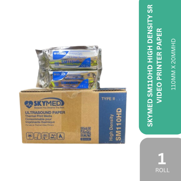 SKYMED SM110HD HIGH DENSITY SR VIDEO PRINTER PAPER 110MM X 20MMHD-1 ROLL