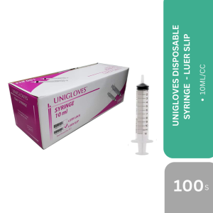 UNIGLOVES DISPOSABLE SYRINGE 10ML/CC - LUER SLIP 100PCS