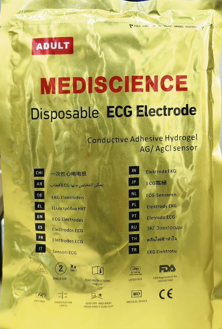 MEDISCIENCE DISPOSABLE ECG ELECTRODE ADULT 50's/PACK